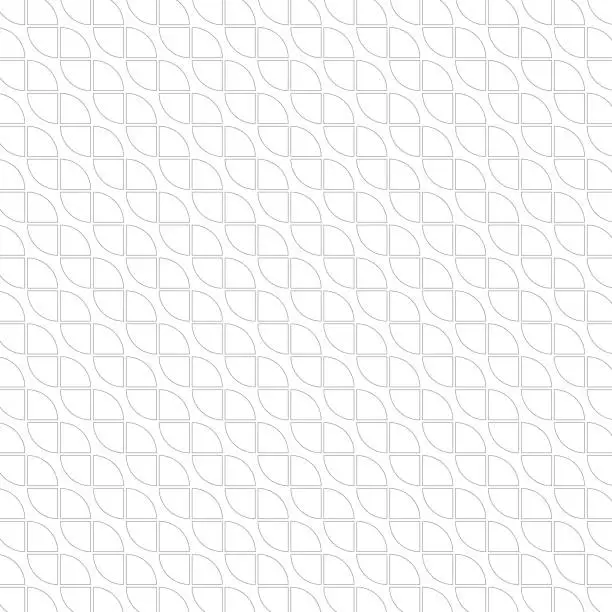 Vector illustration of Outlines of quarter circles diagonal pattern in grid