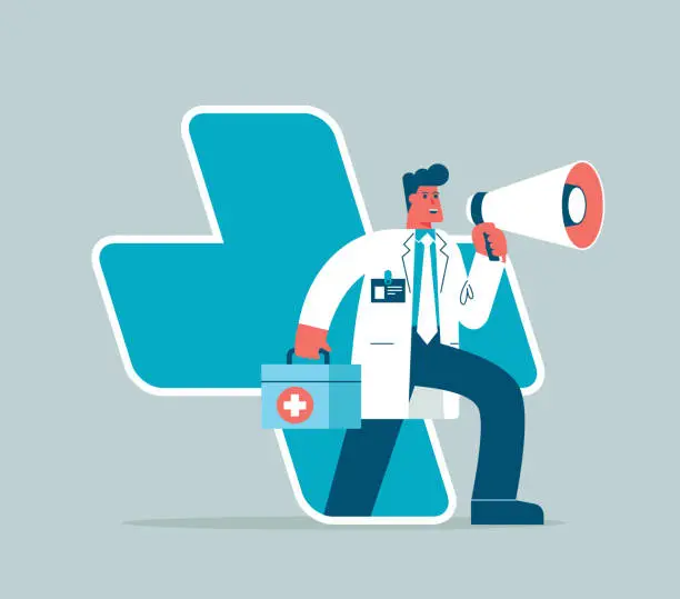 Vector illustration of Healthcare service online - smartphone - doctor
