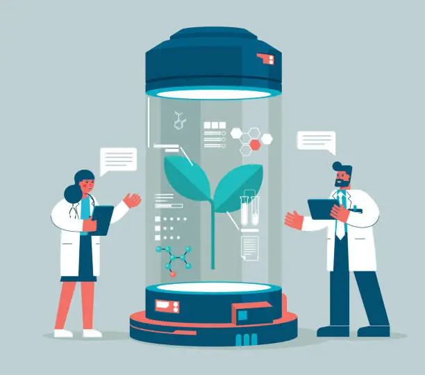 Vector illustration of biotechnology science - laboratory