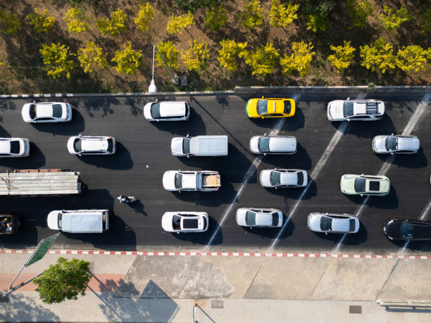 istock Aerial Top Down View of Traffic Jam on a Highway 1929376037