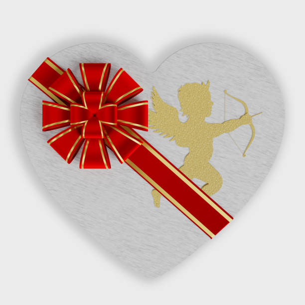 regalo di san valentino cuore - illustrazione 3d - anno foto e immagini stock