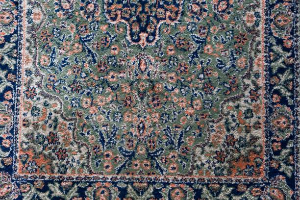 istock Close up textures background and patterns in color from woven carpets. Traditional wool Turkish rug. Handmade and decorative. 1929384986