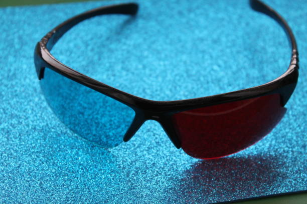 Little girl using 3d paper glasses