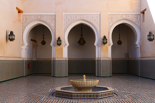 The ablution courtyard, Mausoleum of Moulay Ismaïl, free entry, access authorized to non-Muslims, Meknes, Morocco