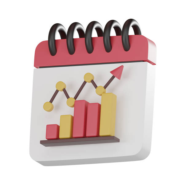 Business strategy with 3D icons of business plans, calendars, and financial graphs. Perfect for data analysis and corporate success. 3d render.