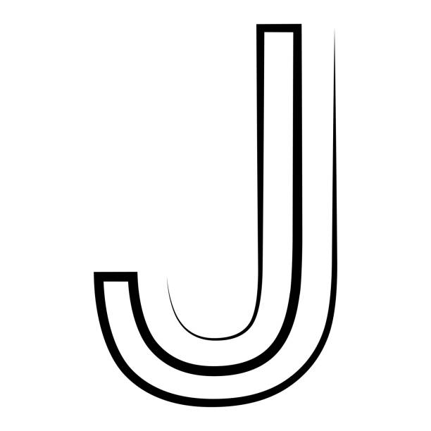 illustrazioni stock, clip art, cartoni animati e icone di tendenza di j logo studio, lettera j una linea icona logotipo carattere - letter j block toy alphabet