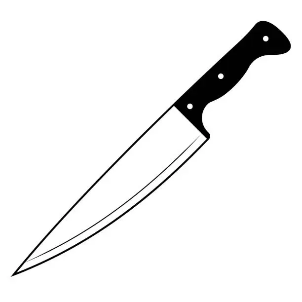 Vector illustration of Kitchen chef knife, slicing knife for preparing food restaurant kitchen