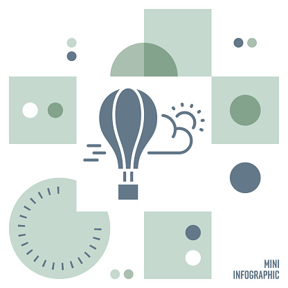 Hot air balloon mini infographic design with vector illustrations.