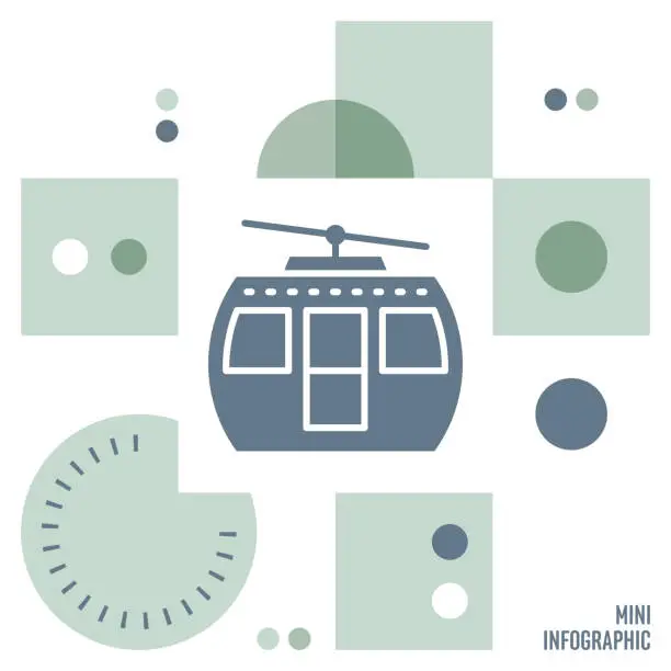 Vector illustration of Cable Car Mini Infographic Design