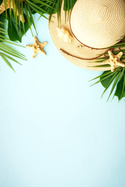 istock Summer flat lay background, sea vacation on white. 1929555679