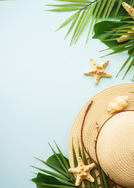 istock Summer flat lay background, sea vacation on white. 1929556769