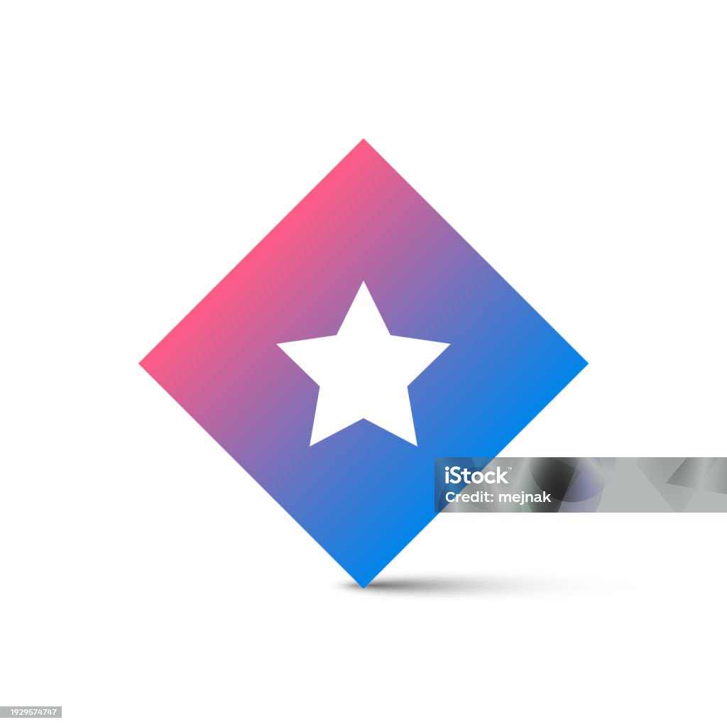 White Star On Blue And Pink Square Shape Isolated On White Background white-star-on-blue-and-pink-square-shape-isolated-on-white-background