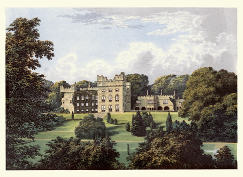 Vintage illustration Hutton Hall, Hutton-in-the-Forest, near Penrith, Cumbria, England