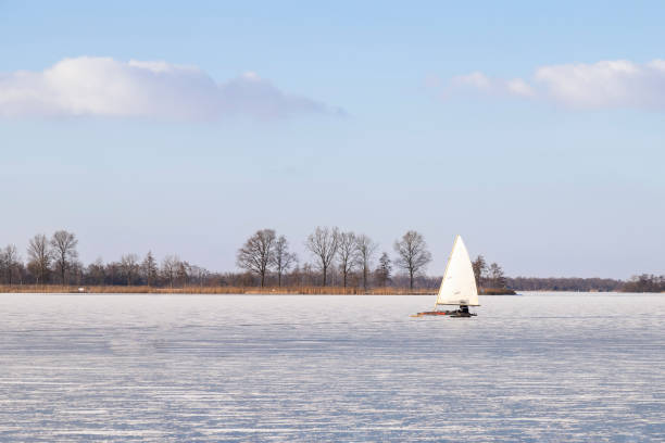 Ice sailing on the Dutch Loosdrecht lakes.