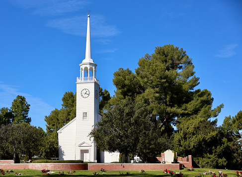 Old fashioned country church with bell tower