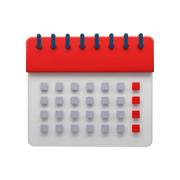 istock Minimalist modern calendar icon with red tabs and grey dates, perfect for reminders, events planning, and schedule concept illustrations 1929624651
