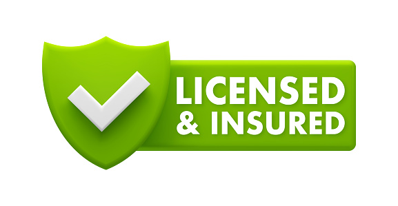 Licensed and Insured Emblem - Green Checkmark Certification and Assurance Icon.