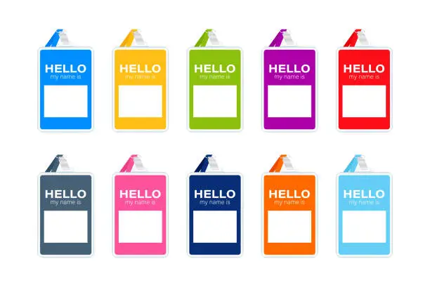 Vector illustration of Set of Blank Colorful Name Badge Tags Vector Illustration for Corporate and Social Events