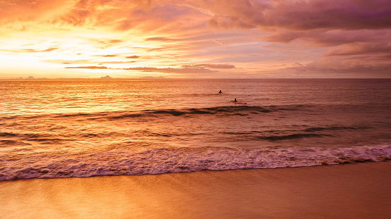 Naithon Beach Phuket Thailand, a famous surf spot in Phuket, Naithon beach at sunset