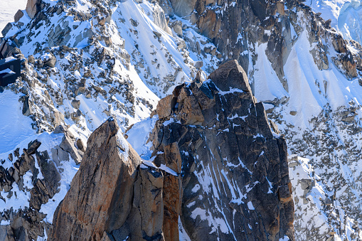 World famous mountain peak Matterhorn above Zermatt town in Mattertal, Valais canton, Switzerland, in winter. Taken by Sony a7R II, 42 Mpix.