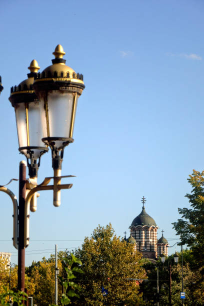 classical style old street lamp in eastern europe - beautiful famous place ideas construction photos et images de collection