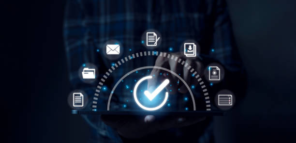 istock quality assurance concept Businessman using smartphone with virtual sign or tick mark with document icon for approval Quality Assurance and Warranty and Paperless Online Approval 1929699128