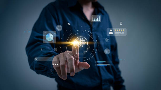 istock A businessman employs an internet chat bot to exchange and analyse consumer data. A customer care centre using artificial intelligence and CRM software technology 1929711312