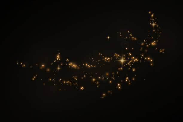 istock Christmas glowing bokeh confetti light and glitter texture overlay for your design. Festive sparkling gold dust. Holiday powder dust for cards, invitations, banners, advertising. 1929734652