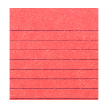 Red sheets of note papers isolated on white background, clipping path