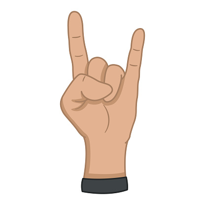 Hand Gesture Showing Symbol of Rock. Gesture of Rock Fans. Vector Musical Illustration