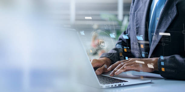 istock Businesspeople employ artificial intelligence (AI) in document management systems, online documentation databases, and digital file storage systems or software to efficiently archive firm data 1929775959