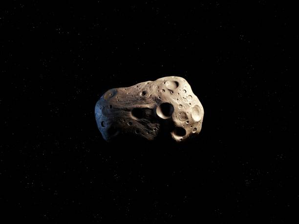 istock Asteroid in space with stars. Cosmic stone on a black background. 1929781716