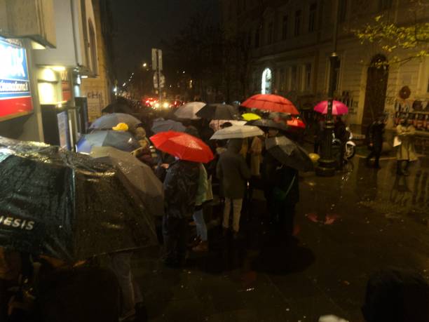 istock many umbrellas lined up in the night 1929822482