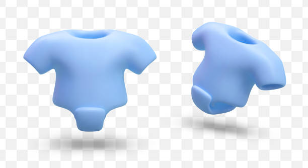 istock 3D blue baby bodysuit, view from different angles. Clothes for newborns 1929824684