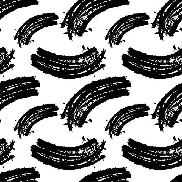 Vector illustration of Seamless pattern with abstract black brush strokes