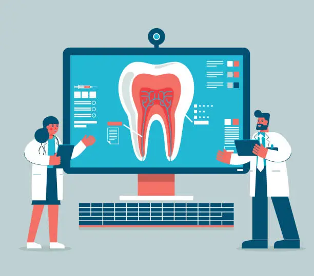 Vector illustration of Dental Care - Analyzing