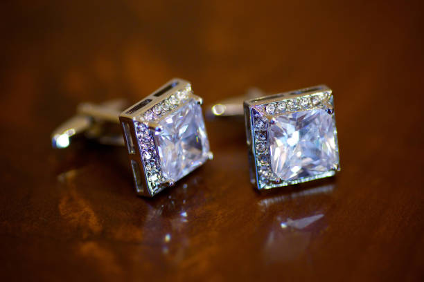 istock Men's elegant cufflinks with rhinestones 1929872105