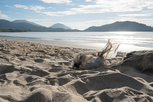 plastic trash on the beach