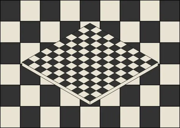 Vector illustration of Chessboard psychedelic isometric