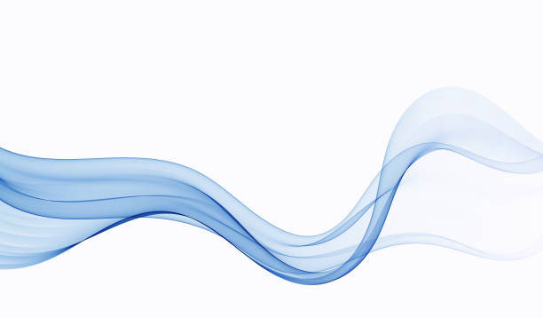 istock Abstract blue wave background, transparent wavy lines. A wave of blue smoke or liquid. 1929879017