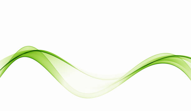 istock Abstract green wave background, transparent wavy lines. Wave of green smoke or liquid. 1929879039