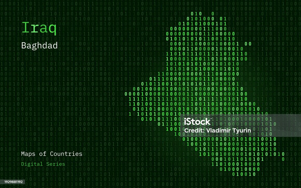 Iraq Time Code Iraq Map Shown In Binary Code Pattern Matrix Numbers Zero One Stock ...