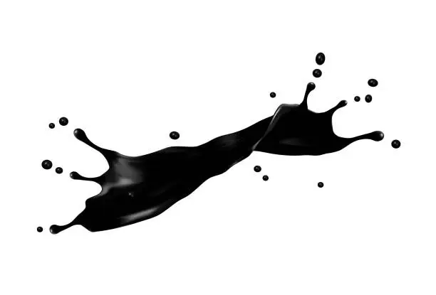 Vector illustration of Black oil wave splash, liquid ink flow, petrol