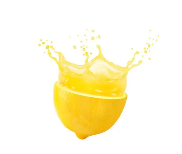 Vector illustration of Lemon juice splash, lemonade explosion 3d vector