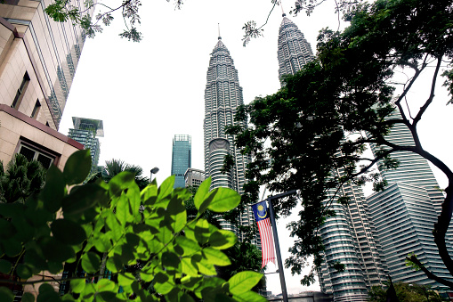 Cityscape view of Kuala Lumpur with Petronas Towers in Malaysia