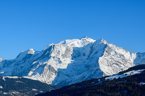 Chamonix town with Mont Blanc range.