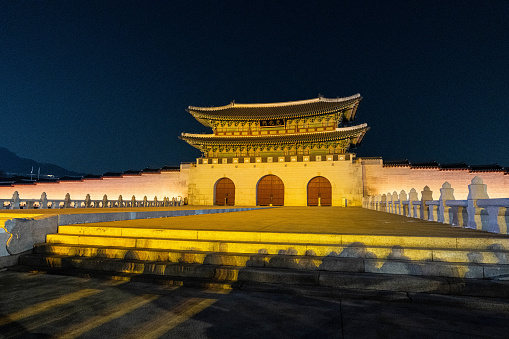 Gyeongbokgung Palace at Clear Night, Seoul, South Korea