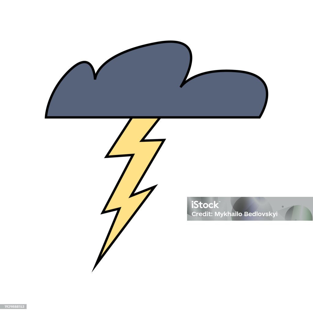 Thundercloud Vector Thundercloud Hippie Style Stock Illustration - Download Image Now ...