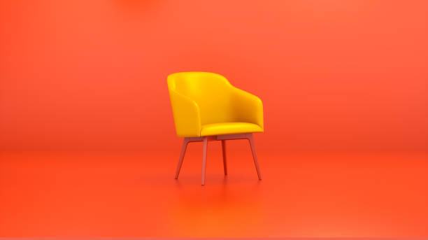 istock Yellow Chair on a Red Studio Background. Business concept. 1929889497