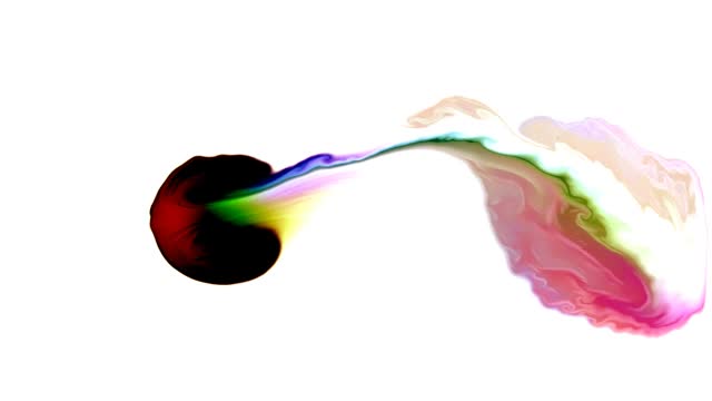 Abstract Swirl of Colorful Smoke on White